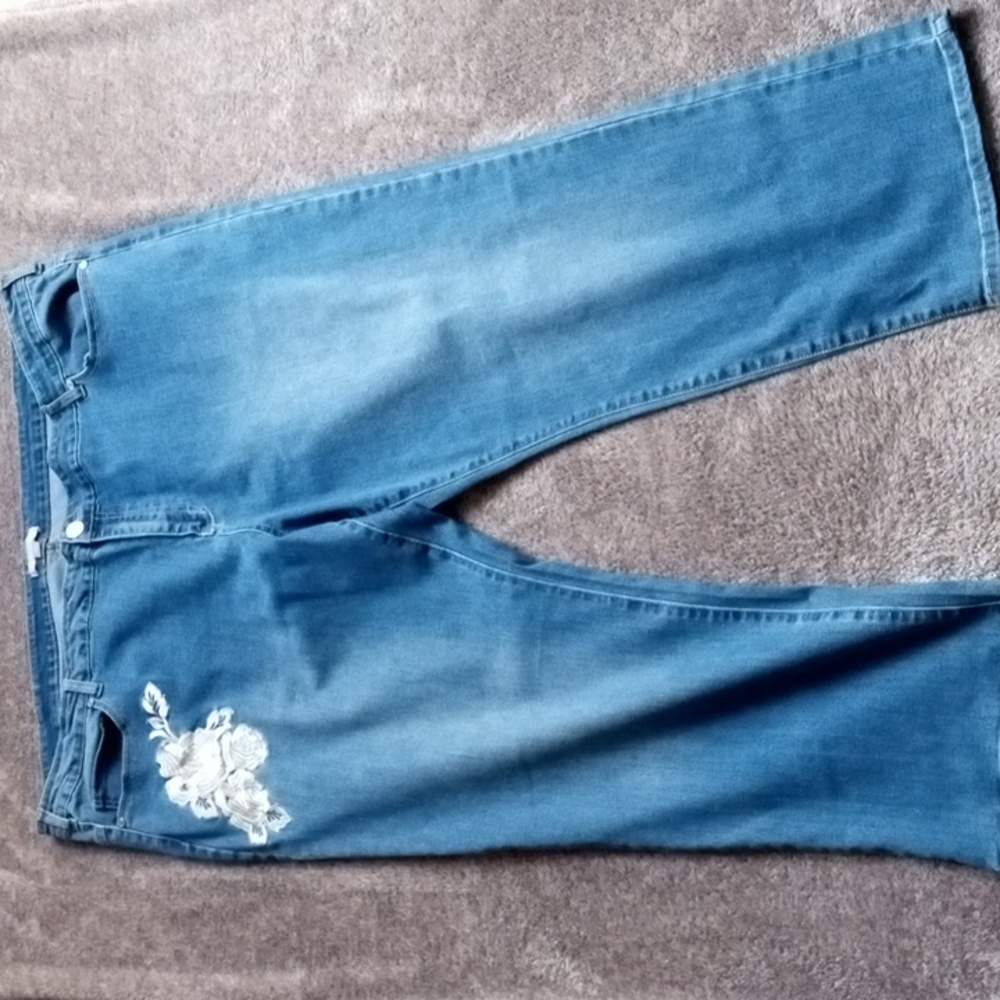 Woman Within embellished five pocket jeans